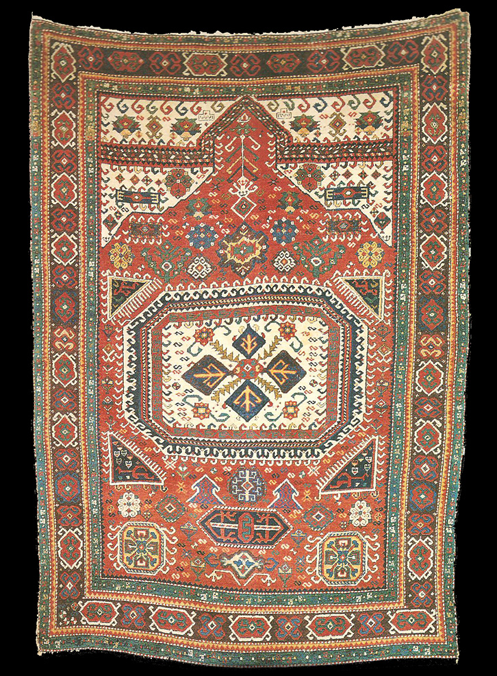 AH 1222 (=1807 ad) dated Genje (Gendje) Fakhrali namazlig (prayer rug)